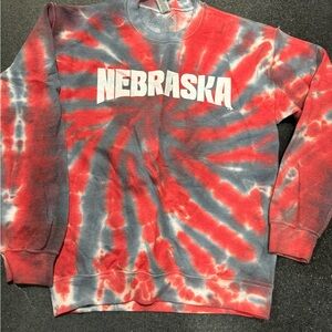 Gildan Nebraska Spiral Tie-Dye Sweatshirt - Red & Gray